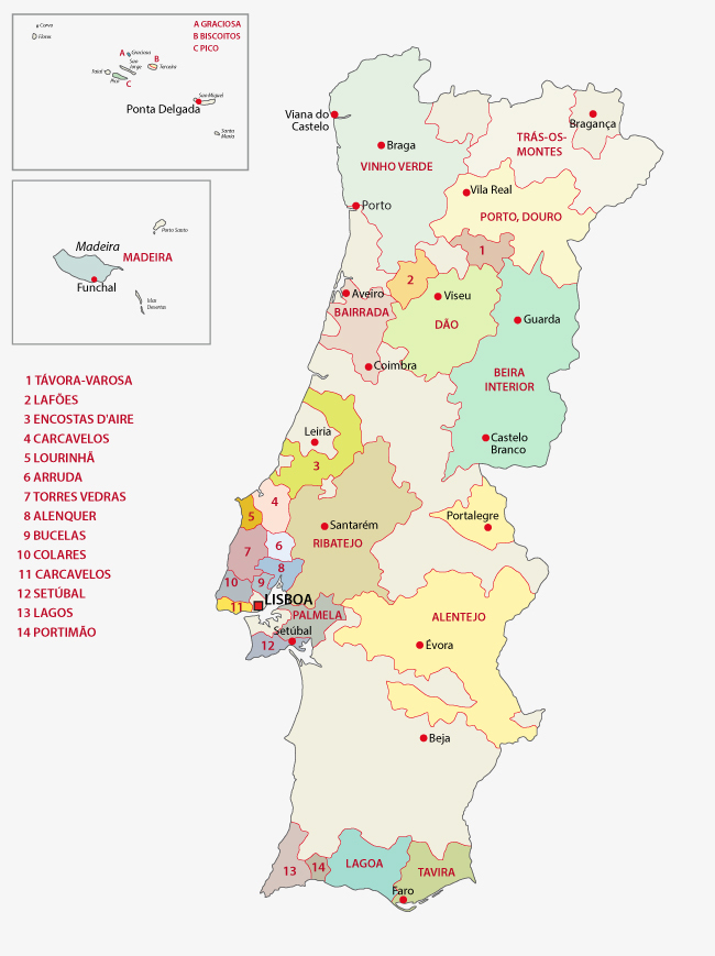 portuguese wine map