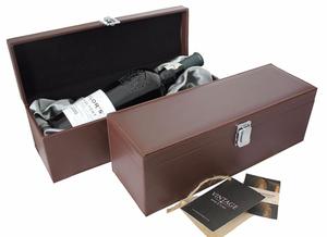 Single Bottle Dark Mocha Leather Effect Gift Box with Silk Liner