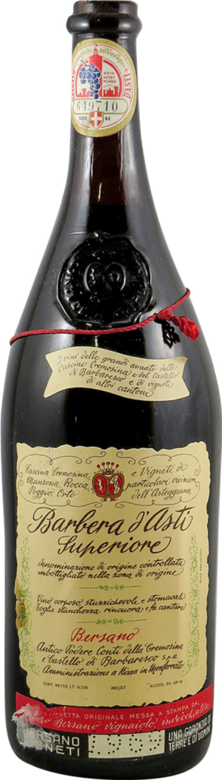 Barbera d'Asti 1969 Bersano | Vintage Wine and Port
