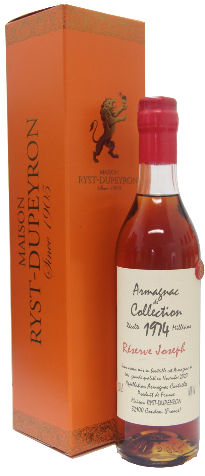 1945年 アーマニャック Ryst Dupeyron 200ml Ryst Dupeyron Armagnac 1974 Ryst Dupeyron Reserve Joseph Millesime