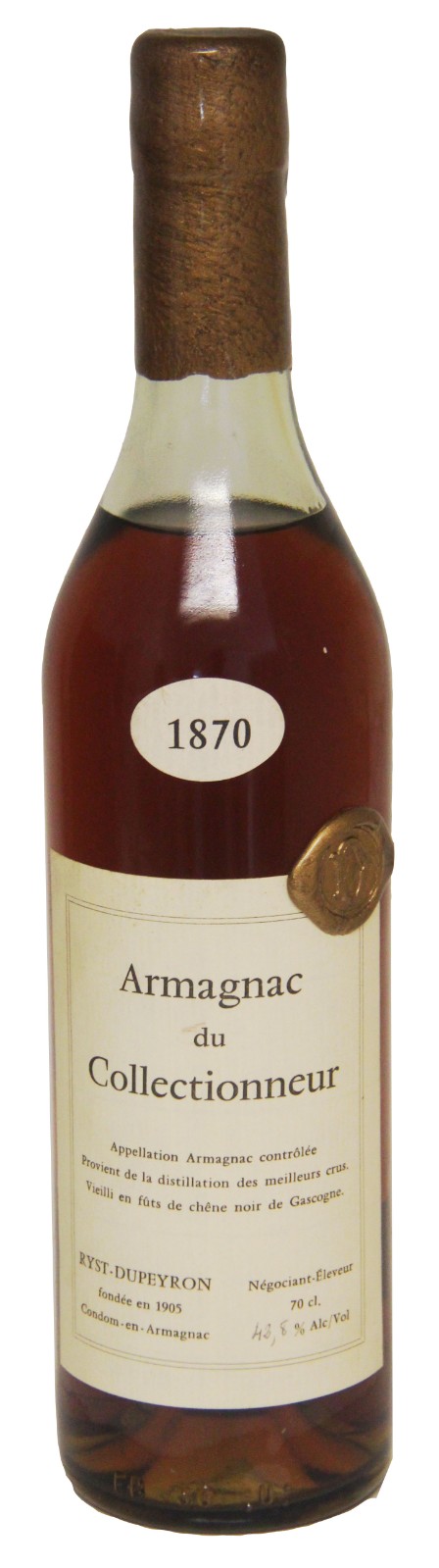 1945年 アーマニャック Ryst Dupeyron 200ml Ryst Dupeyron Armagnac 1870 Ryst Dupeyron Collectioneur, Armagnac