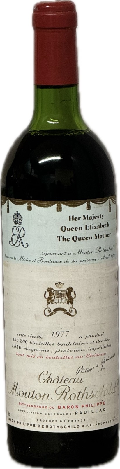 9 bouteilles CHÂTEAU MOUTON ROTHSCHILD 1977 1er GC