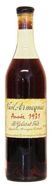 Armagnac B Gelas et Fils , 1931